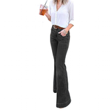 Women's High Waist Vintage Flare Jeans - Blue - Dark Blue / Flared Jeans - 4XL - Polyester - image 15