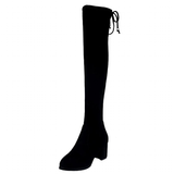 Women's Thigh Tie Block Heel Boots - Black - 1 - 3cm - No Plush Boots - 42 B - PU Leather - image 44