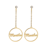 Custom Name Phrase Initial Drop Earring - Silver - 1 / Style1 / Silver Color - Stone Size 25mm - Stainless Steel - image 16