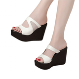 Women's Platform Wedge Mesh Sandals - White - Mesh Platform Sandals - 44 B - PU Leather - image 16