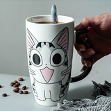 Large 20oz Ceramic Cat Mug + Spoon Lid - White - Pattern 1 / Cat Mug - 20oz - Porcelain - image 2