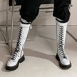 Women's White Knee High Lace Up Boots - White - Knee High Boots - 43 B - Pigskin Leather - image 8