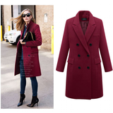 Women's Long Slim Wool Blend Coat - Red - Double Breasted Coat - 6XL - Wool Blend - image 20