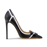 Women's Leather Butterfly-Knot Stilettos - Black - 1 / 10cm / Stiletto Shoes - 41 B - Genuine Leather - image 10