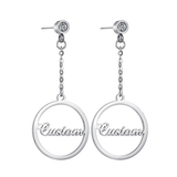 Custom Name Phrase Initial Drop Earring - Silver - 2 / Style2 / Gold Color - Stone Size 25mm - Stainless Steel - image 17