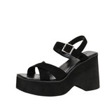 Women's Platform Wedge Summer Sandals - Black - Wedge Sandals - 43 B - PU Leather - image 15