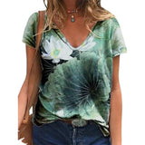 Women's Floral Print V-Neck Tunic Top 6XL - Green/Grey - Floral Print Tunic Top - 6XL - Polyester/Chiffon - image 24