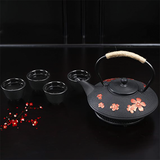 Cherry Blossoms Cast Iron Tea Kettle - Black - 1 / Cherry Blossom Red / Teapot - Medium - Cast Iron - image 4