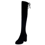 Women's Thigh Tie Block Heel Boots - Black - 1 - 3cm - No Plush Boots - 42 B - PU Leather - image 45