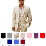 Men's 3 Pcs Linen Summer Wedding Suits - Champagne - Wedding Suit - 5XL - Linen - image 33