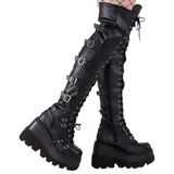 Women's Gothic Over Knee Platform Boots - Black - Boots - 43 B - PU Leather - image 1