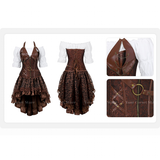 Women's Steampunk Top Corset Skirt Set - White - 1 / Steampunk / Shirt - 6XL - Polyester - image 37