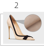 Women's Faux Leather Bow Knot Stilettos - Apricot - 1 / Suede / 12cm - 45 B - PU Leather - image 18