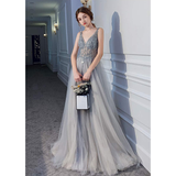 Women's Long Chiffon Tulle Prom Dress - Dark Gray - Dress - 22W - Chiffon/Tulle - image 34