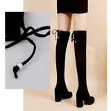 Women's Thigh Tie Block Heel Boots - Black - 1 - 3cm - No Plush Boots - 42 B - PU Leather - image 42