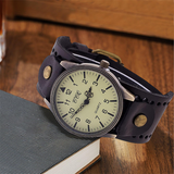 Men's Women's Steampunk Wide Strap - Black - Steampunk Watch - 9.65" - Stainless Steel / Leather - image 5