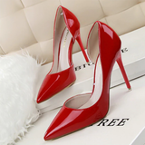 Women's Elegant Pointed Toe Bridal Stiletto - Black - Shoes - 43 B - PU Patent Leather - image 16