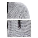Men's Winter Warm Zip Up Hoodie Jacket - Light Grey - Hooded Jacket - 4XL 90-100kg - Polyester Cotton - image 12