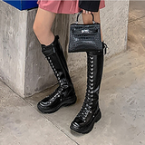 Women's White Knee High Lace Up Boots - White - Knee High Boots - 43 B - Pigskin Leather - image 21