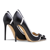 Women's Leather Butterfly-Knot Stilettos - Black - 1 / 10cm / Stiletto Shoes - 41 B - Genuine Leather - image 12
