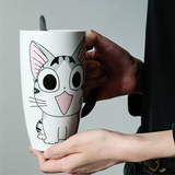Large 20oz Ceramic Cat Mug + Spoon Lid - White - Pattern 1 / Cat Mug - 20oz - Porcelain - image 3