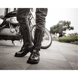 Men's Buckle Strap Mid-Calf Gothic Boots - Black - Biker Boots - 46 B - PU Leather - image 18