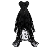 Women's Black Victorian Corset Dress - Black - 1 / Corset + Skirt - 6XL - Polyester Lace - image 1
