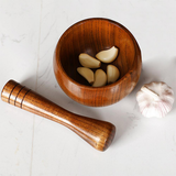 Wood Garlic Spice Crusher - Brown - Mortar and Pestle - Bamboo Wood - image 3