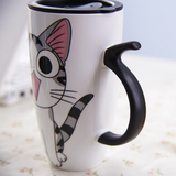 Large 20oz Ceramic Cat Mug + Spoon Lid - White - Pattern 1 / Cat Mug - 20oz - Porcelain - image 22