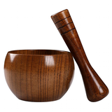 Wood Garlic Spice Crusher - Brown - Mortar and Pestle - Bamboo Wood - image 1
