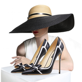 Women's Leather Butterfly-Knot Stilettos - Black - 1 / 10cm / Stiletto Shoes - 41 B - Genuine Leather - image 5