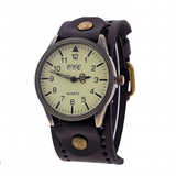 Men's Women's Steampunk Wide Strap - Black - Steampunk Watch - 9.65" - Stainless Steel / Leather - image 1