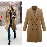 Women's Long Slim Wool Blend Coat - Red - Double Breasted Coat - 6XL - Wool Blend - image 10