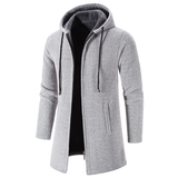 Men's Winter Warm Zip Up Hoodie Jacket - Light Grey - Hooded Jacket - 4XL 90-100kg - Polyester Cotton - image 8