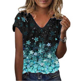 Women's Floral Print V-Neck Tunic Top 6XL - Blue - Floral Print Tunic Top - 6XL - Polyester/Chiffon - image 21