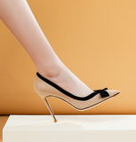 Women's Faux Leather Bow Knot Stilettos - Apricot - 1 / Suede / 12cm - 45 B - PU Leather - image 12
