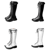 Women's White Knee High Lace Up Boots - White - Knee High Boots - 43 B - Pigskin Leather - image 17