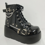 Women's New Gothic Style Platform Boots - Black - 1 - Patent - Boots - 10 B - PU Leather - image 11