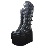 Funki Buys | Boots | Women's High Platform Wedg... - Black - 1 / Matte / Platform Buckle Boots / 43 B / PU Leather - image 37