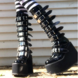 Funki Buys | Boots | Women's High Platform Wedg... - Black - 1 / Matte / Platform Buckle Boots / 43 B / PU Leather - image 21