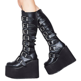 Funki Buys | Boots | Women's High Platform Wedge... - Black - 1 / Matte / Platform Buckle Boots / 43 B / PU Leather - image 3
