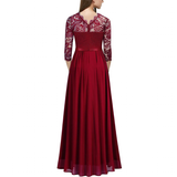 Women's Lace Overlay Long Ball Dress - Burgundy - Gown - XXXL - Chiffon/Lace - image 8