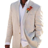 Men's 2 Pcs Linen Beach Wedding Suit - Beige - Beach Wedding Suit - Custom - Linen - image 11