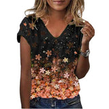 Women's Floral Print V-Neck Tunic Top 6XL - Orange - Floral Print Tunic Top - 6XL - Polyester/Chiffon - image 17