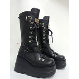 Women's New Gothic Style Platform Boots - Black - 1 - Patent - Boots - 10 B - PU Leather - image 29