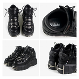 Women's Gothic Punk Platform Sneakers - Black - 1 /  No Plush / Punk Shoes - 44 B - PU Leather - image 29