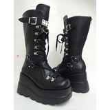 Women's New Gothic Style Platform Boots - Black - 1 - Patent - Boots - 10 B - PU Leather - image 30