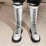 Women's White Knee High Lace Up Boots - White - Knee High Boots - 43 B - Pigskin Leather - image 4