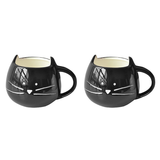 Cute Ceramic Cat Mug Kitten Cup - Black - Set of 2 Cat Mugs - 400ml / 13.52oz - Porcelain - image 26