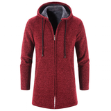 Men's Winter Warm Zip Up Hoodie Jacket - Light Grey - Hooded Jacket - 4XL 90-100kg - Polyester Cotton - image 15